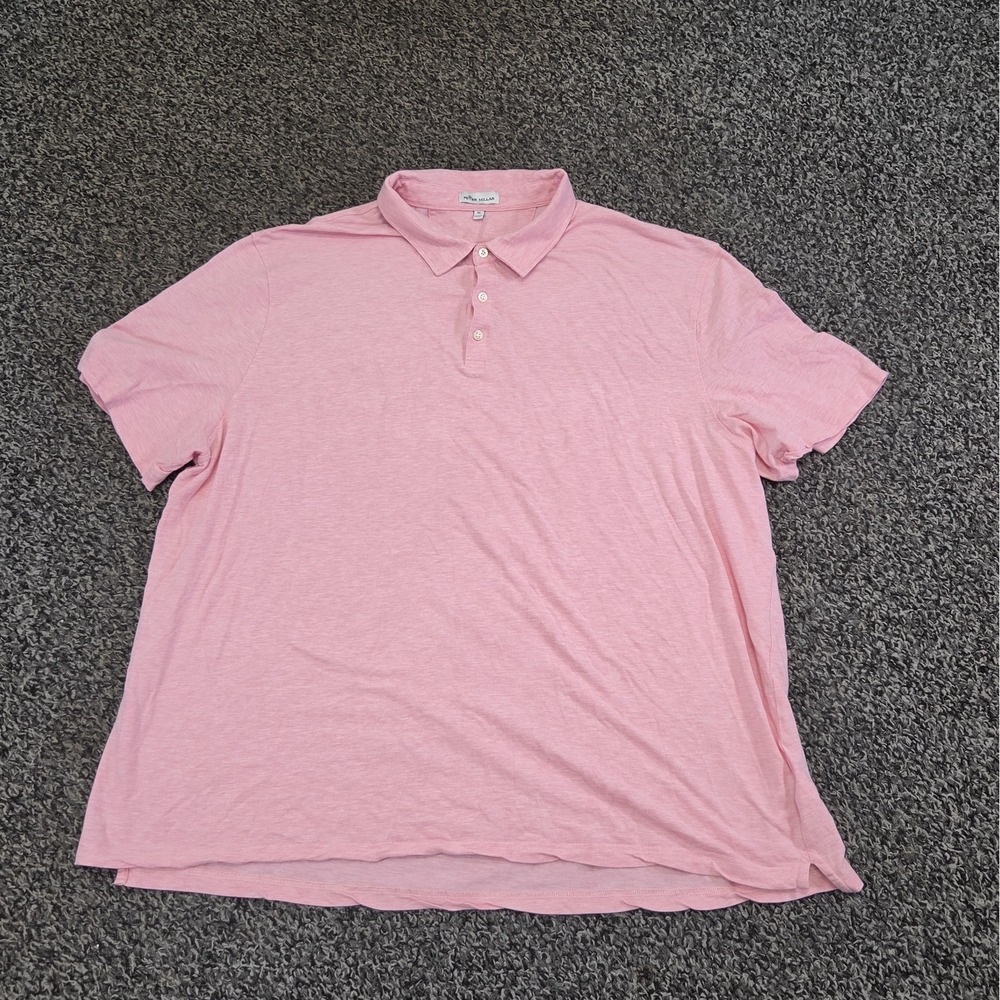 Peter Millar Polo Shirt Mens 3x Pink Silk Pima Cotton Blend Golf Stretch
